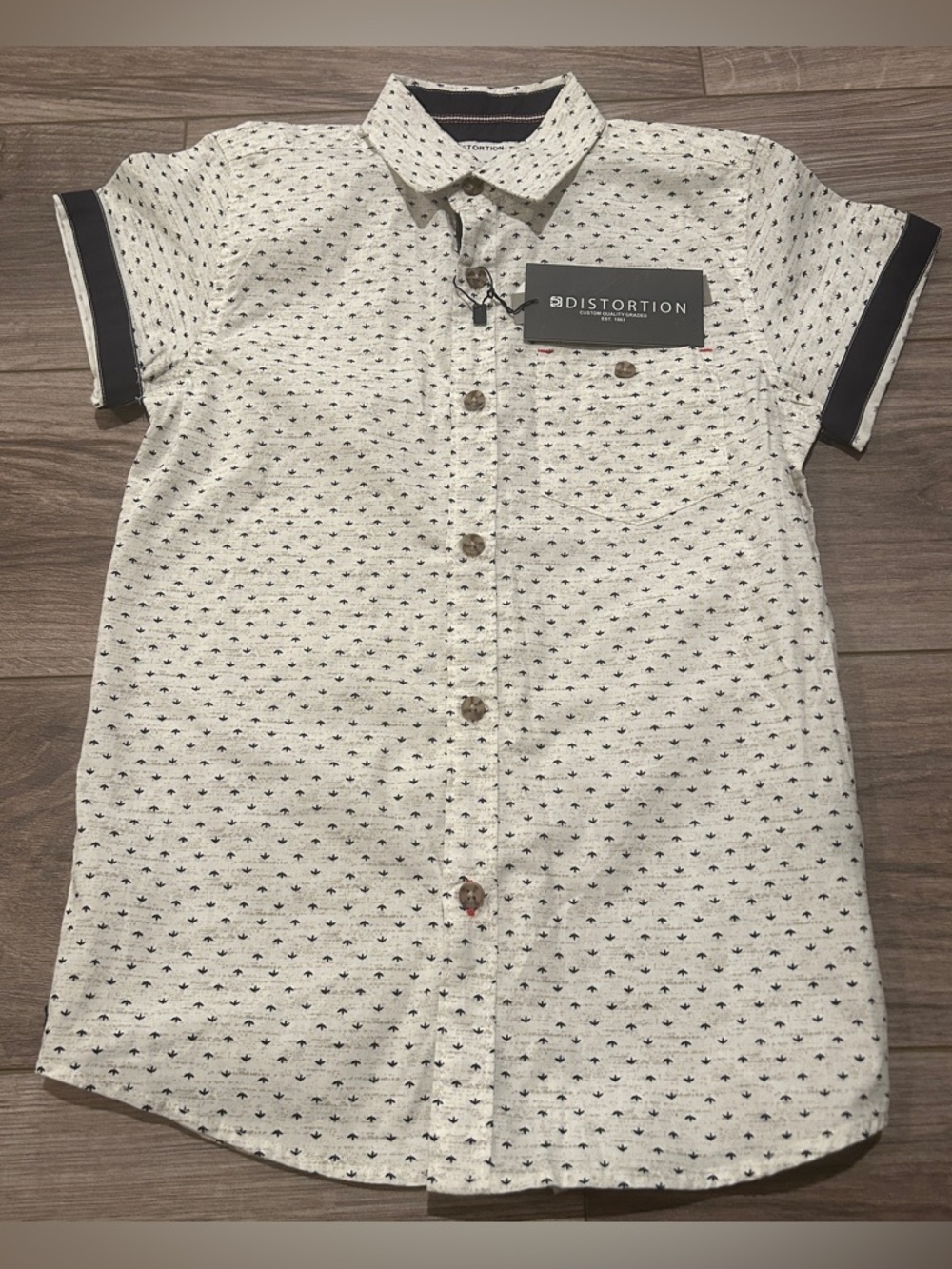 Boys White Navy Button Down Shirt from Distortion